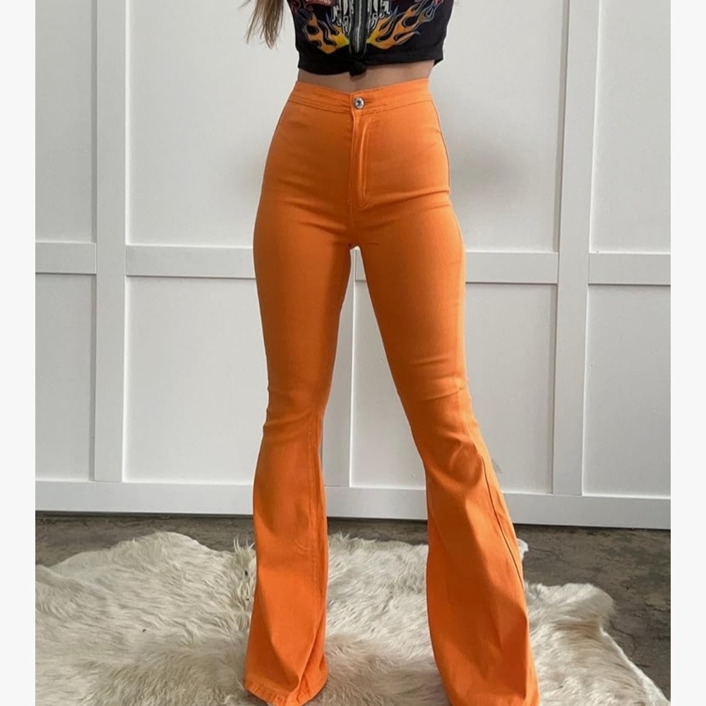 Vibrant Orange Flare Jeans